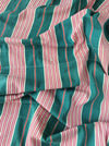 Ticking in green and pink stripes. Spain c.1940 - 82×116 cm