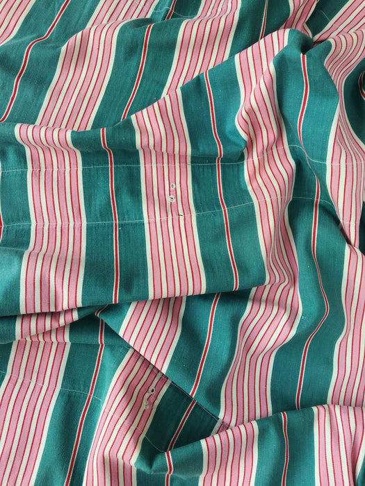 Ticking in green and pink stripes. Spain c.1940 - 82×116 cm