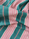 Ticking in green and pink stripes. Spain c.1940 - 82×116 cm