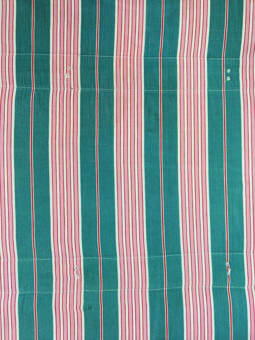Ticking in green and pink stripes. Spain c.1940 - 82×116 cm