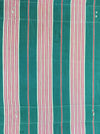 Ticking in green and pink stripes. Spain c.1940 - 82×116 cm