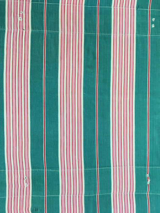 Ticking in green and pink stripes. Spain c.1940 - 82×116 cm
