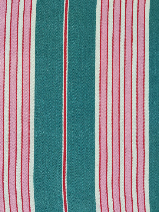 Ticking in green and pink stripes. Spain c.1940 - 82×116 cm