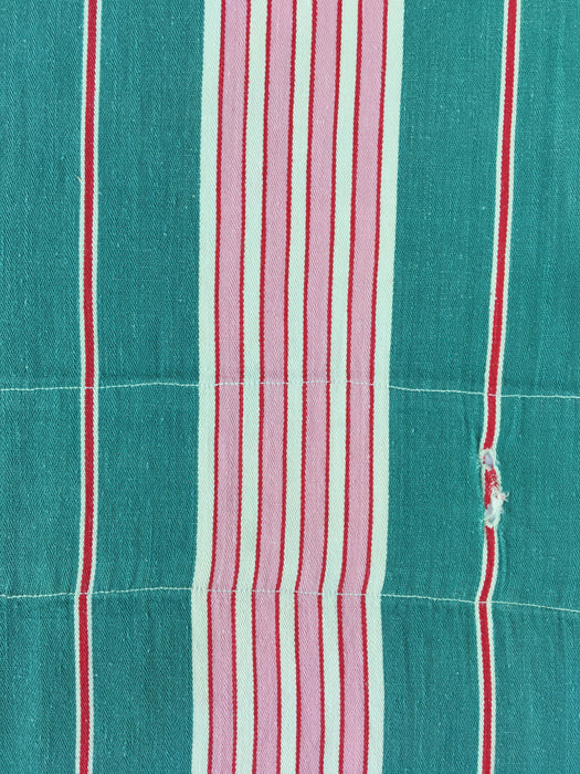 Ticking in green and pink stripes. Spain c.1940 - 82×116 cm