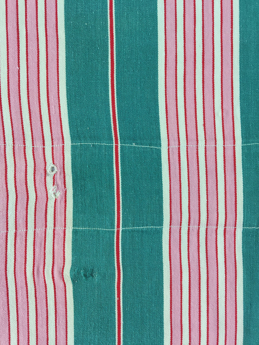 Ticking in green and pink stripes. Spain c.1940 - 82×116 cm