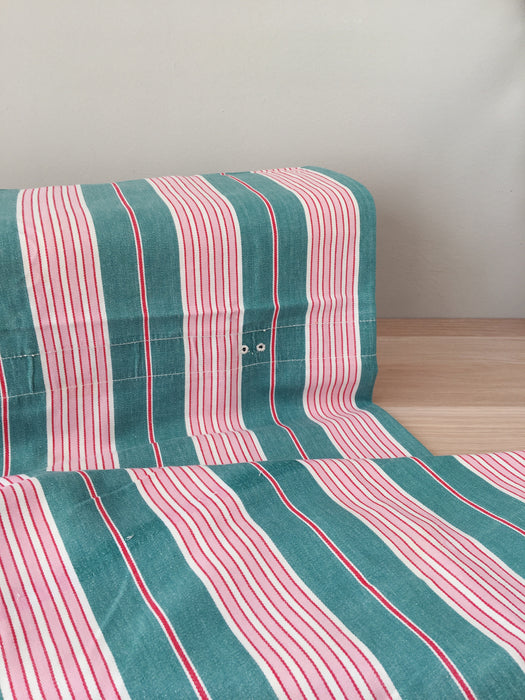 Ticking in green and pink stripes. Spain c.1940 - Lot of 2 pieces