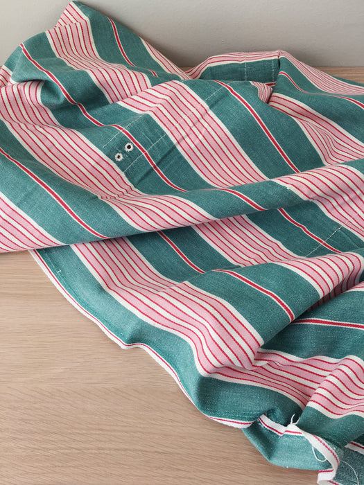 Ticking in green and pink stripes. Spain c.1940 - Lot of 2 pieces