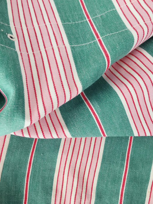 Ticking in green and pink stripes. Spain c.1940 - Lot of 3 pieces