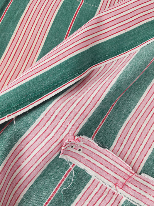 Ticking in green and pink stripes. Spain c.1940 - Lot of 3 pieces