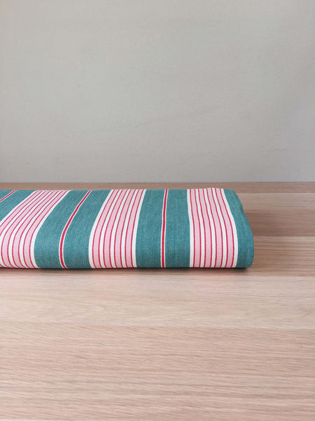 Ticking in green and pink stripes. Spain c.1940 - Lot of 2 pieces