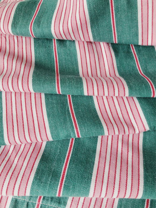 Ticking in green and pink stripes. Spain c.1940 - Lot of 2 pieces