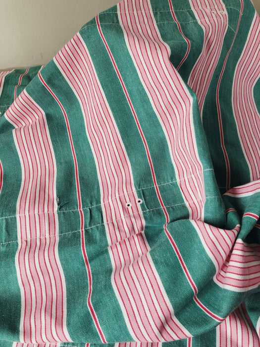 Ticking in green and pink stripes. Spain c.1940 - Lot of 2 pieces