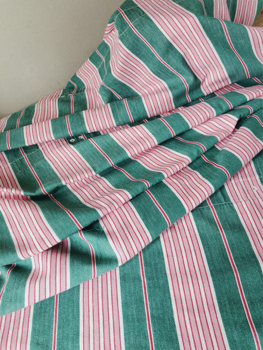 Ticking in green and pink stripes. Spain c.1940 - Lot of 2 pieces