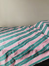 Ticking in green and pink stripes. Spain c.1940 - Lot of 2 pieces