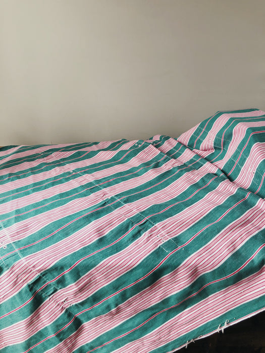 Ticking in green and pink stripes. Spain c.1940 - Lot of 2 pieces
