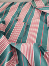 Ticking in green and pink stripes. Spain c.1940 - 133×190 cm