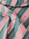 Ticking in green and pink stripes. Spain c.1940 - 133×190 cm