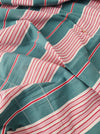 Ticking in green and pink stripes. Spain c.1940 - 133×190 cm