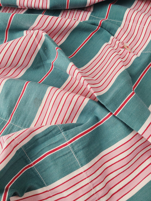 Ticking in green and pink stripes. Spain c.1940 - 133×190 cm
