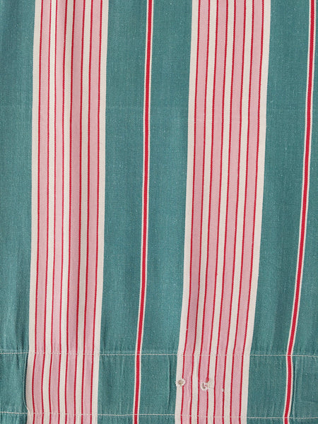 Ticking in green and pink stripes. Spain c.1940 - 133×190 cm