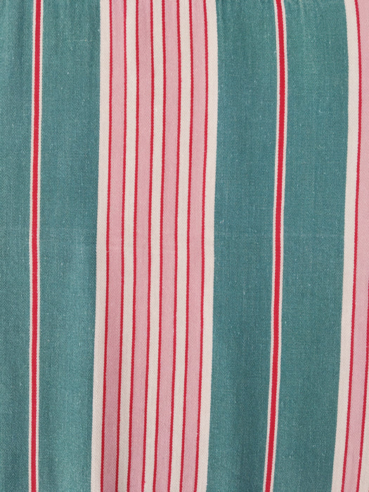 Ticking in green and pink stripes. Spain c.1940 - 133×190 cm