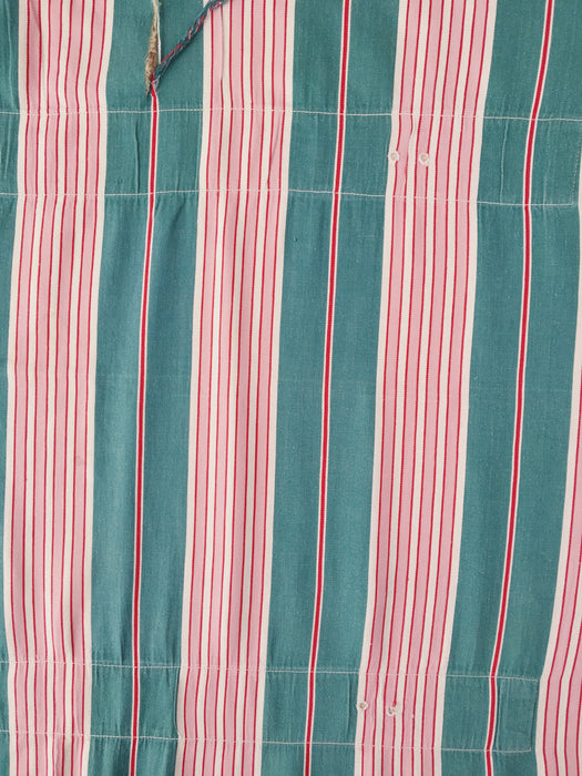 Ticking in green and pink stripes. Spain c.1940 - 133×190 cm