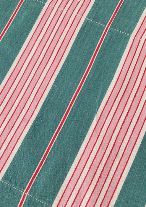 Ticking in green and pink stripes. Spain c.1940 - Lot of 2 pieces