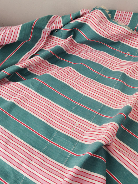 Ticking in green and pink stripes. Spain c.1940 - Lot of 2 pieces