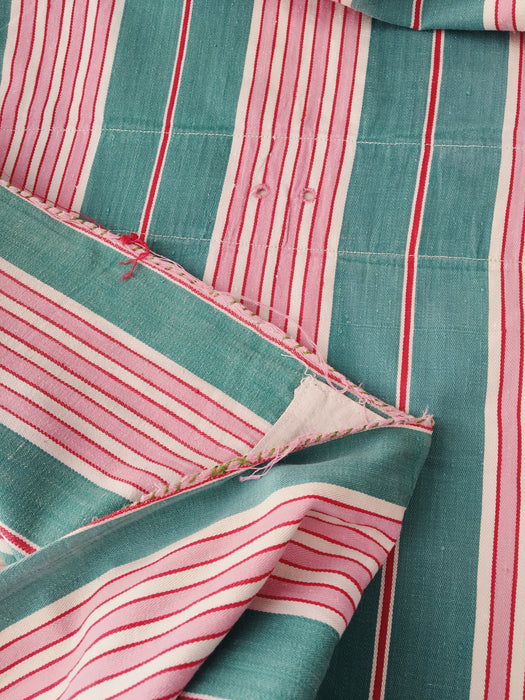 Ticking in green and pink stripes. Spain c.1940 - Lot of 2 pieces