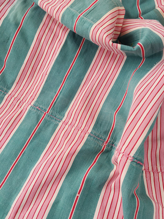 Ticking in green and pink stripes. Spain c.1940 - Lot of 2 pieces
