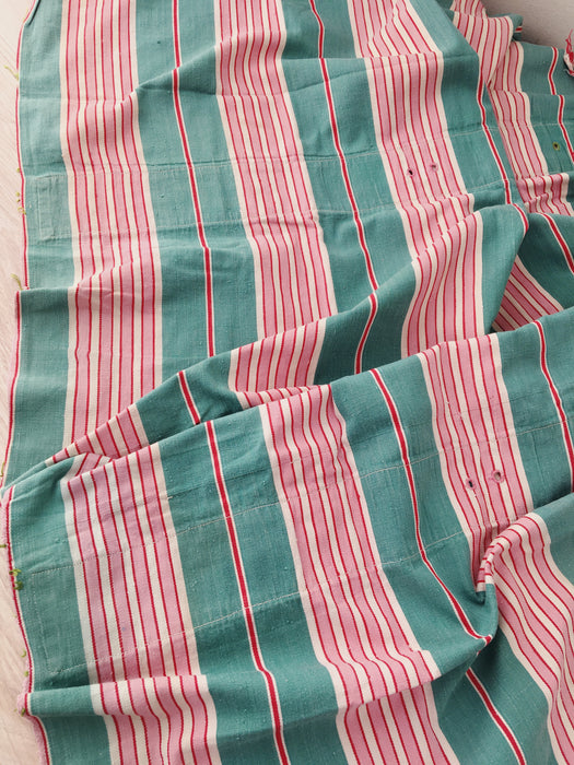 Ticking in green and pink stripes. Spain c.1940 - Lot of 2 pieces
