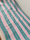 Ticking in green and pink stripes. Spain c.1940 - 200×168 cm