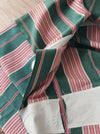 Ticking in green and pink stripes. Spain c.1940 - 200×168 cm