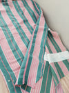 Ticking in green and pink stripes. Spain c.1940 - 200×168 cm