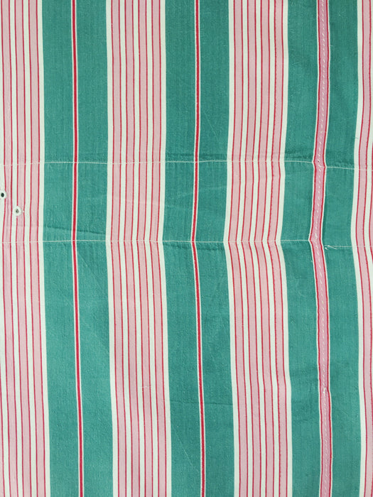 Ticking in green and pink stripes. Spain c.1940 - 200×168 cm