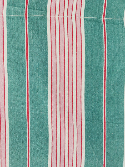 Ticking in green and pink stripes. Spain c.1940 - 200×168 cm