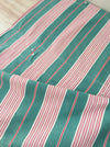 Ticking in green and pink stripes. Spain c.1940 - 200×168 cm