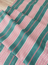 Ticking in green and pink stripes. Spain c.1940 - 200×168 cm