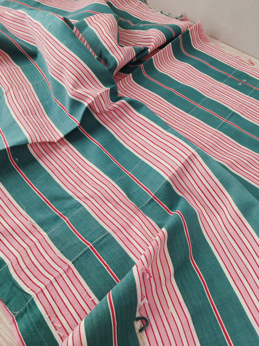 Ticking in green and pink stripes. Spain c.1940 - Lot of 2 pieces