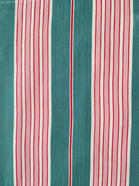 Green Stripes Antique European Ticking Fabric Recovered Panels REC-RA-VERDE-001W - Ticking Depot