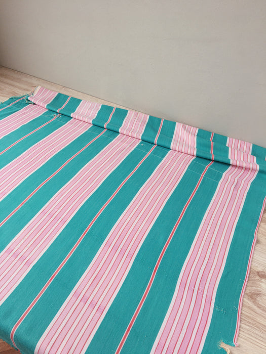Ticking in bright green and pink stripes. Spain c.1940 - Lot of 2 pieces