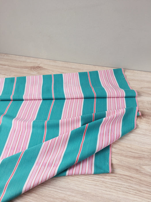 Ticking in bright green and pink stripes. Spain c.1940 - Lot of 2 pieces
