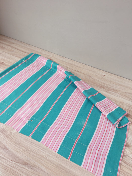Ticking in bright green and pink stripes. Spain c.1940 - Lot of 2 pieces