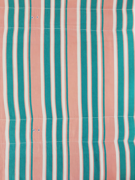 Ticking in green and orange stripes. Spain c.1940 - 135×114 cm