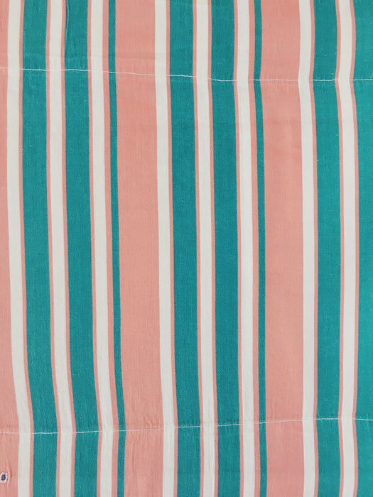 Ticking in green and orange stripes. Spain c.1940 - 135×114 cm