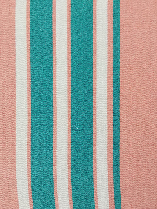 Ticking in green and orange stripes. Spain c.1940 - 135×114 cm