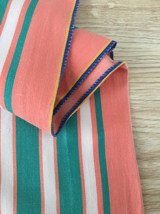 Ticking in green and orange stripes. Spain c.1940 - 119 cm × 3.86 meters