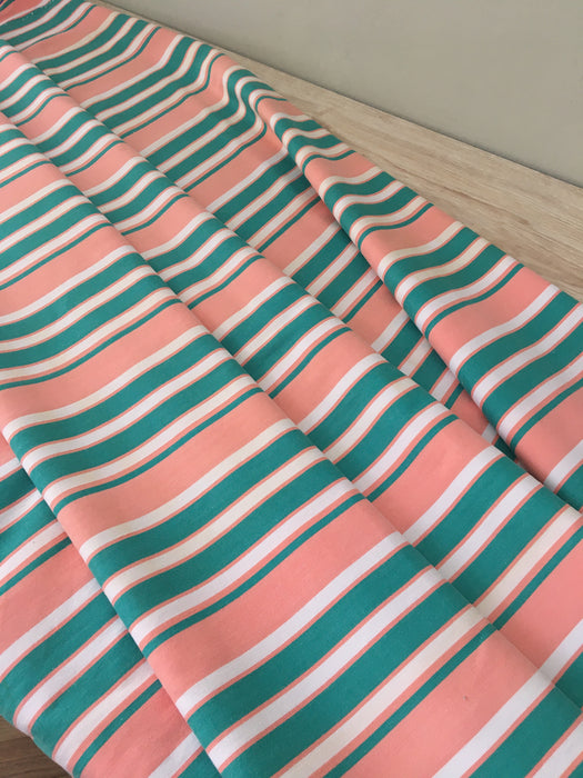 Ticking in green and orange stripes. Spain c.1940 - 119 cm × 3.86 meters