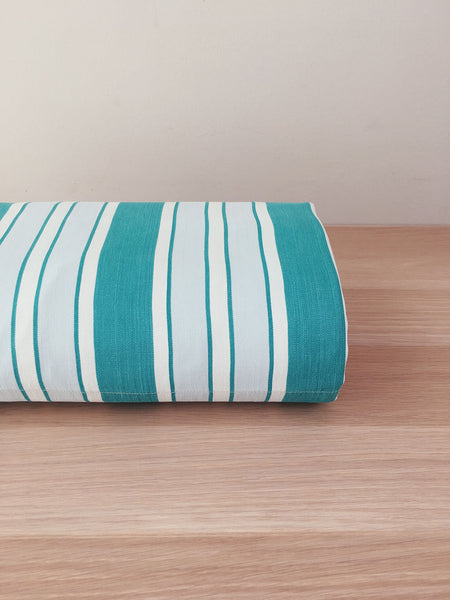 Ticking in green, white and gray stripes. Spain c.1940 - Lot of 2 pieces