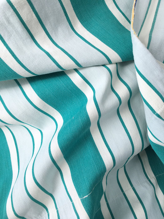 Ticking in green, white and gray stripes. Spain c.1940 - Lot of 2 pieces